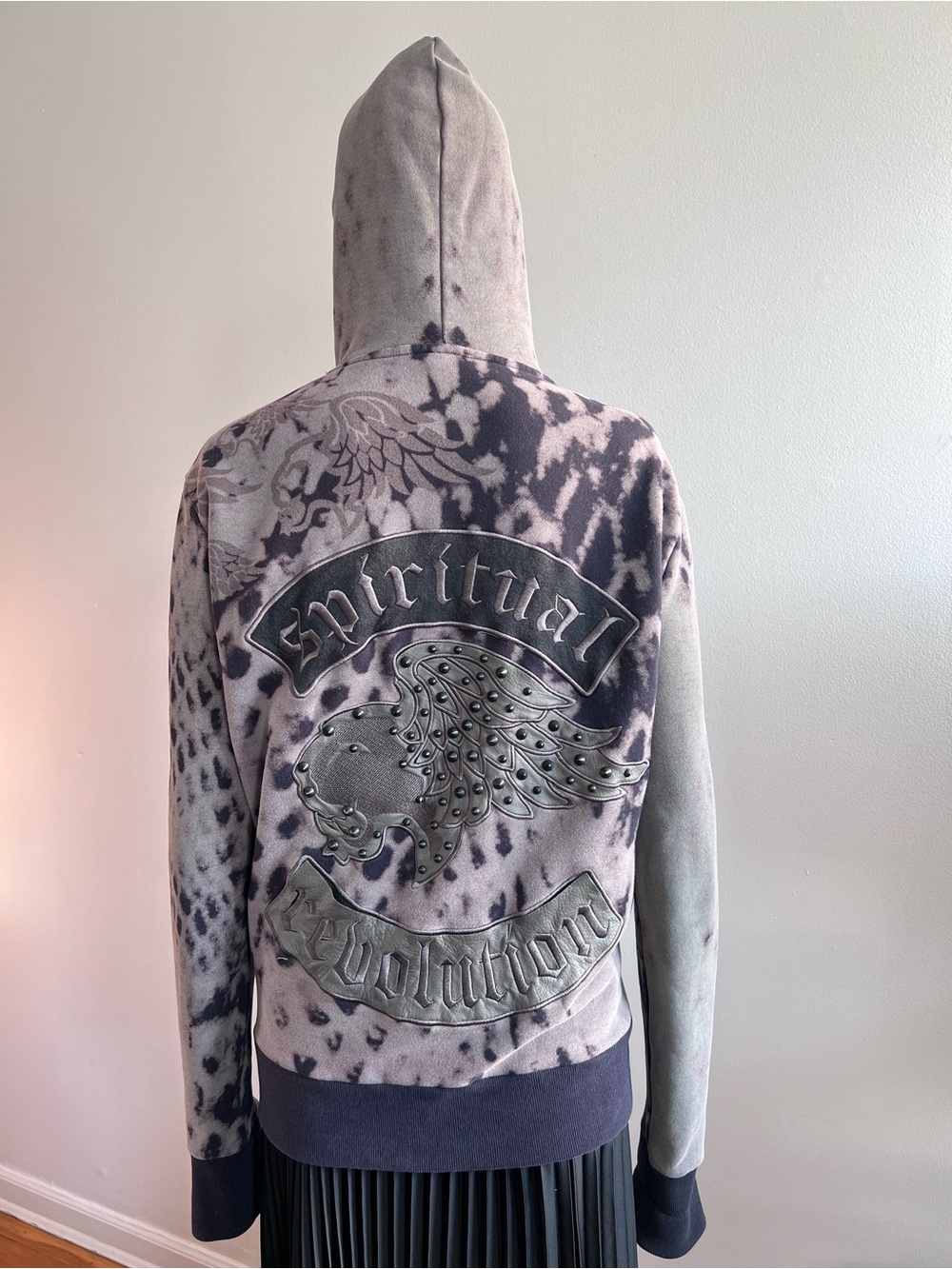 Vintage Faith Connexion "Spiritual Revolution" Studded Graphic Hoodie Size S